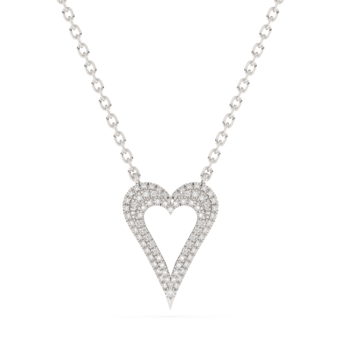 Muse Jewelry .15ct G SI 14K White Gold Diamond Heart Pendant Necklace 18"Long