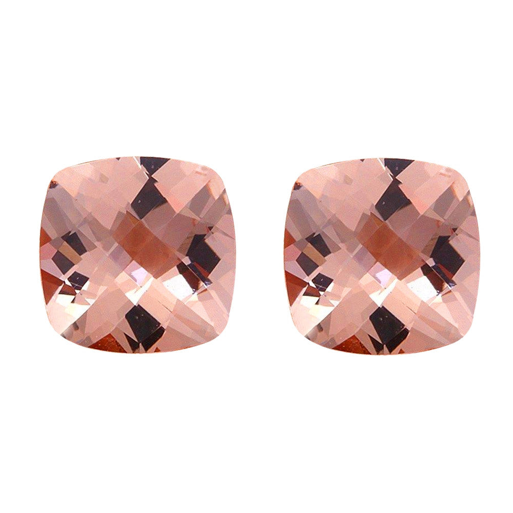 Muse Jewelry 3.80ct 8mm Natural Cushion Cut Morganite Loose Gemstones Pair Great 4 Earrings!