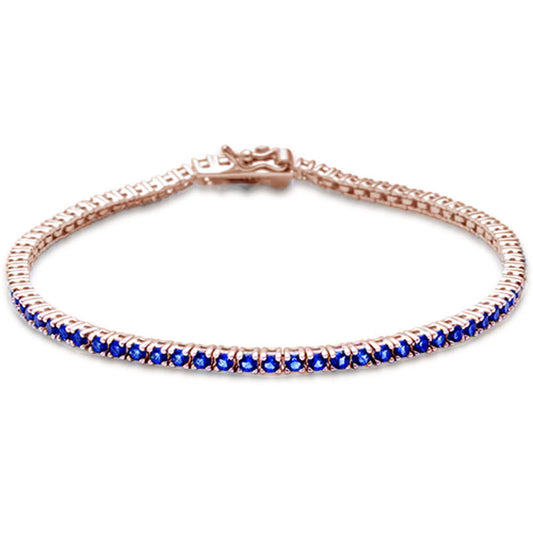 Muse Jewelry 1.65cts G SI 14K Rose Gold Natural Blue Sapphire Tennis Bracelet 7"