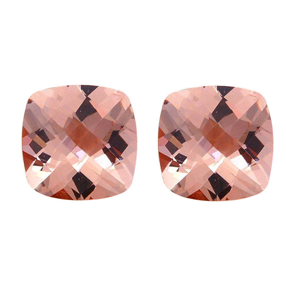 Muse Jewelry 5.20ct 9mm Natural Cushion Cut Morganite Loose Gemstones Pair Great for Earrings