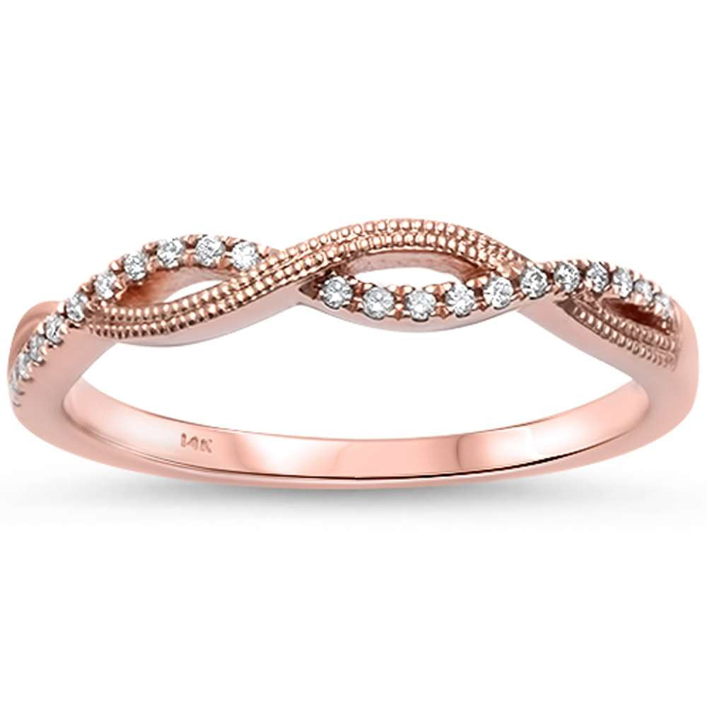 Muse Jewelry .07ct F SI1 14kt Rose Gold Twisted Infinity Anniversary Band Ring Size 6.5