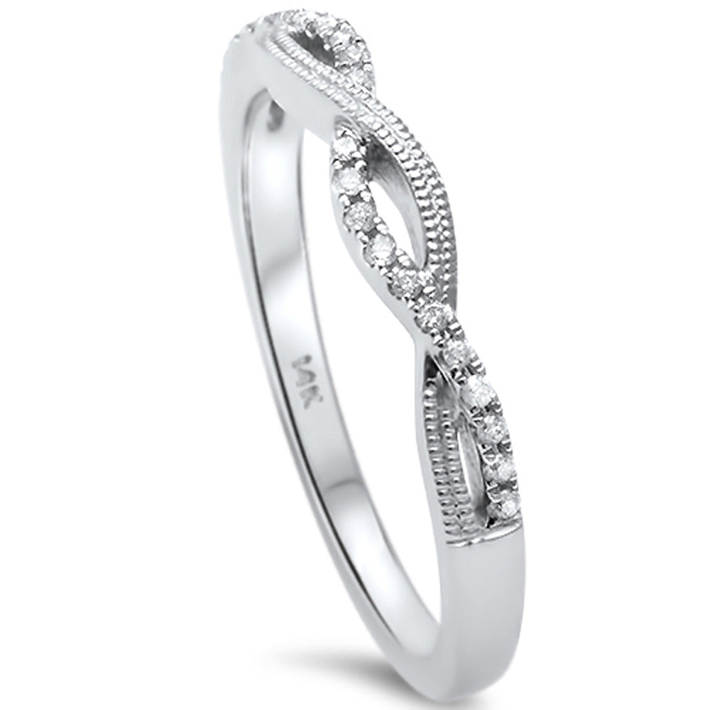 Muse Jewelry .07ct F SI1 14k White Gold Diamond Twisted Prong Anniversary Wedding Band