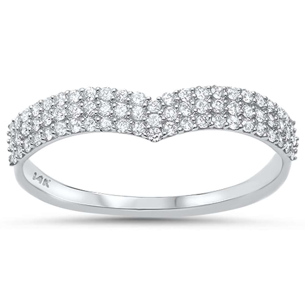 Muse Jewelry .29ct G SI 14kt White Gold V Shape Chevron Diamond Band Ring Size 6.5