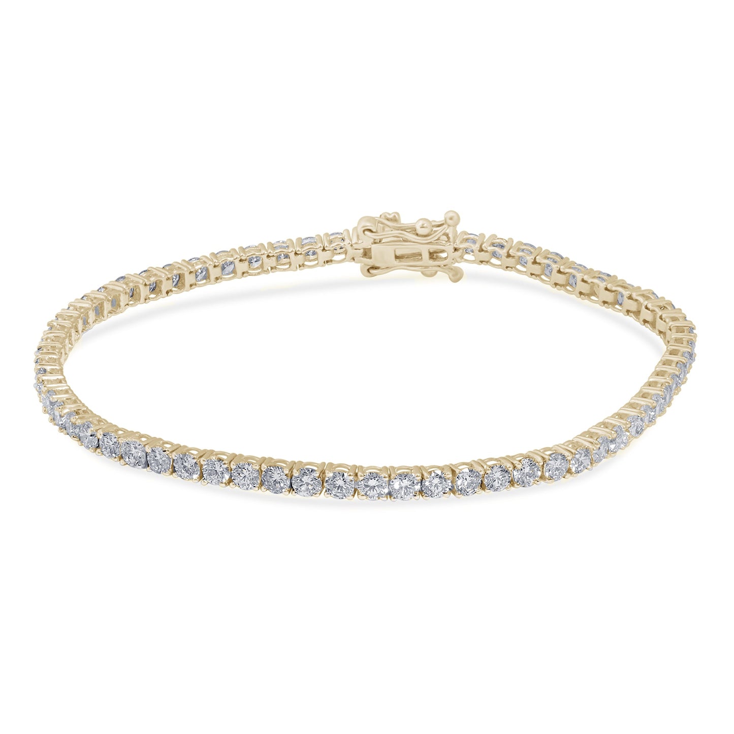 Muse Jewelry 3.12ct G SI 14K Yellow Gold Round Diamond Tennis Bracelet 7" Long