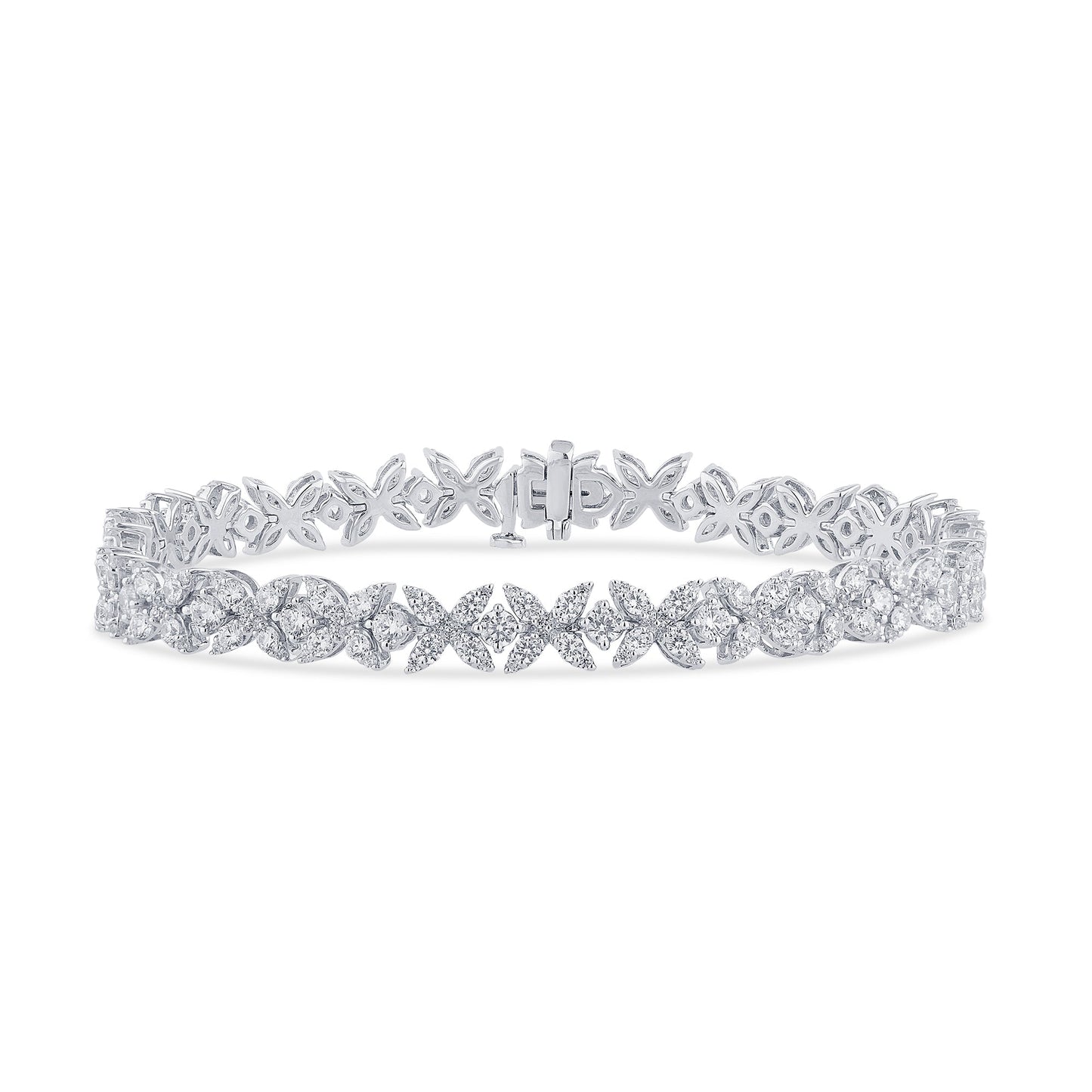 Muse Jewelry 5.12ct G SI 14K White Gold Diamond Flower Style Bracelet 7" Long
