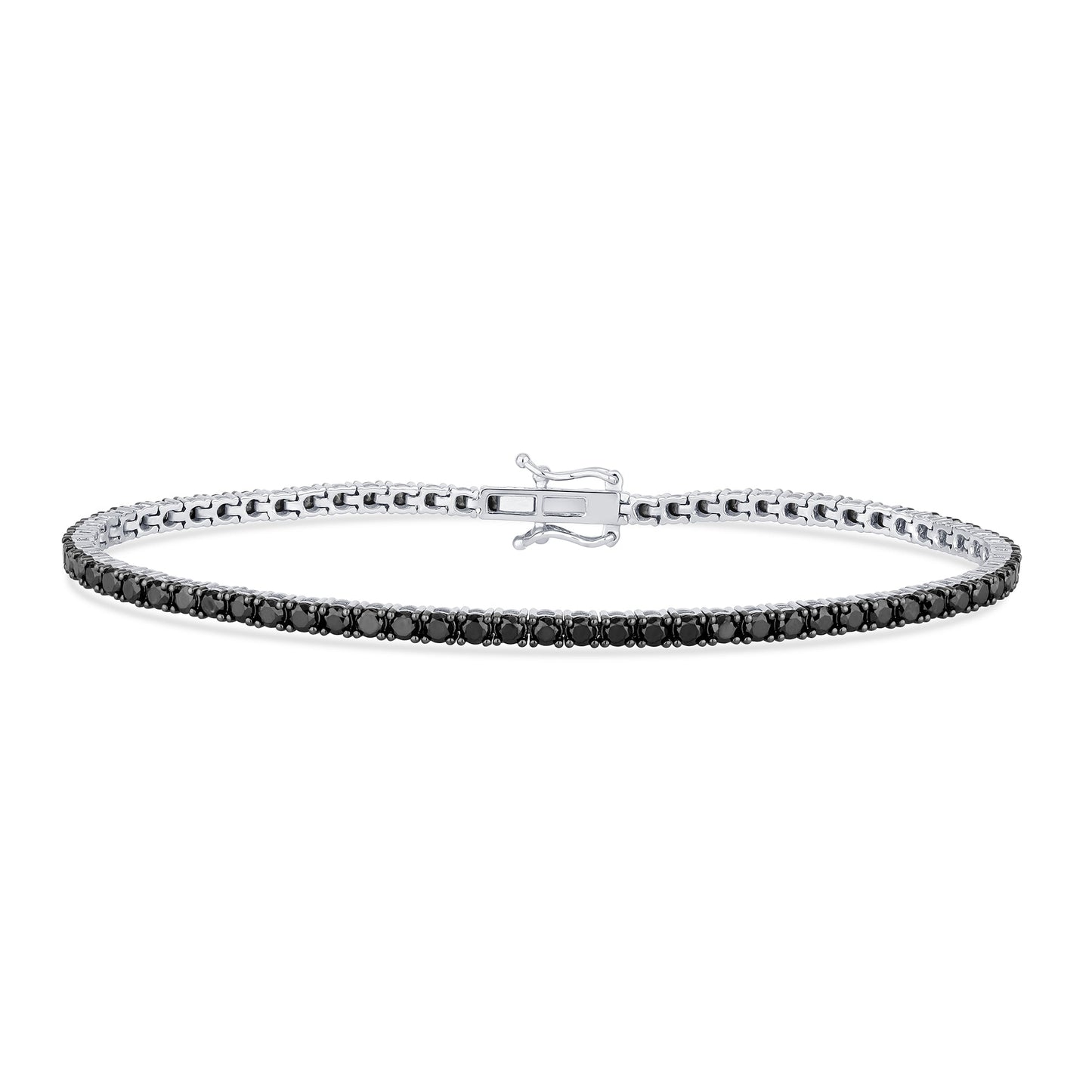 Muse Jewelry 3.17ct G SI 14K White Gold Diamond Black Diamond Tennis Bracelet 7" Long