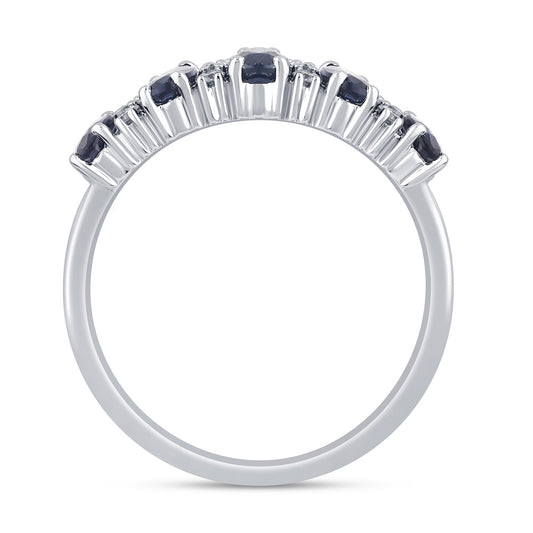 Muse Jewelry 1.73ct G SI 14K White Gold Diamond & Blue Sapphire Gemstones Ring Size 6.5