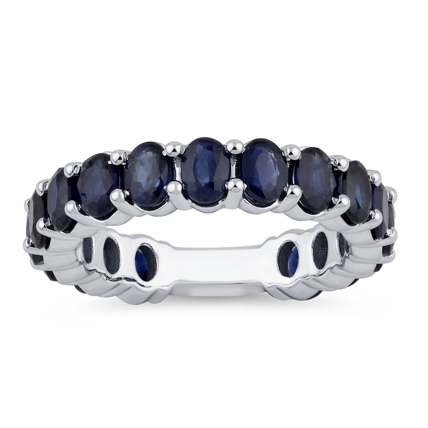 Muse Jewelry 3.76ct G SI 14K White Gold Blue Sapphire Gemstone Band Ring Size 6.5