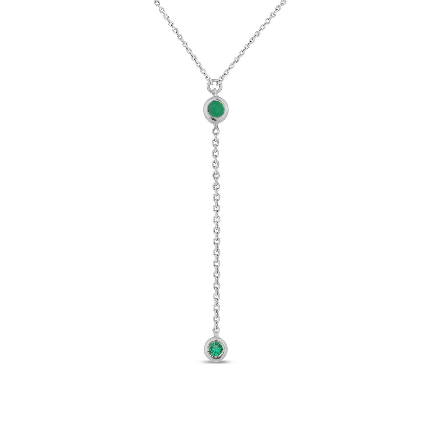Muse Jewelry .05ct G SI 14K White Gold Emerald Gemstone Pendant Necklace 16" +2" EXT