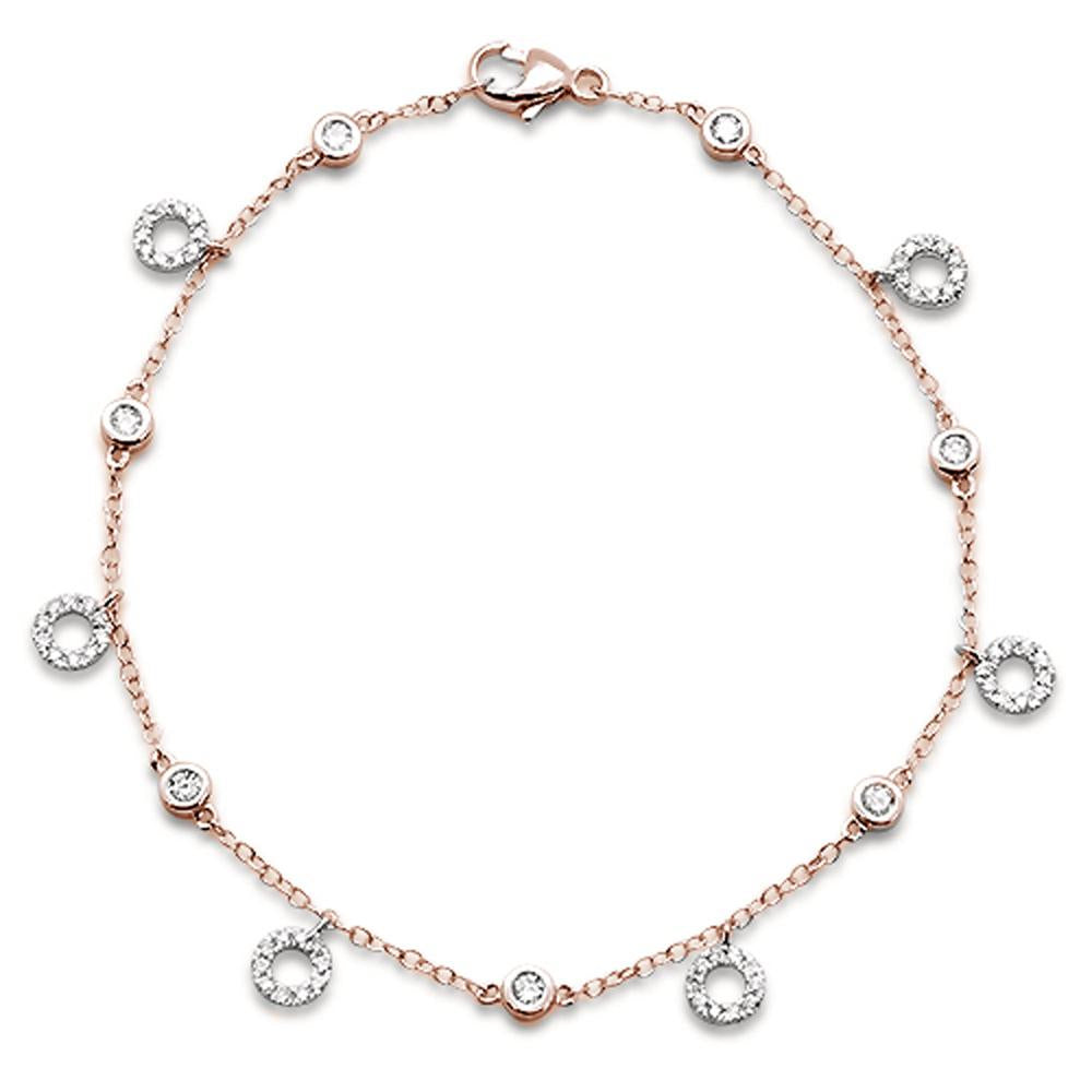 Muse Jewelry .50ct 14k Rose Gold Diamond Charm Dangling Circle Bracelet 6.5" Long