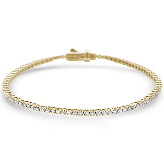 Muse Jewelry 1.54ct 14k Yellow Gold Diamond Tennis Bracelet 7" Long