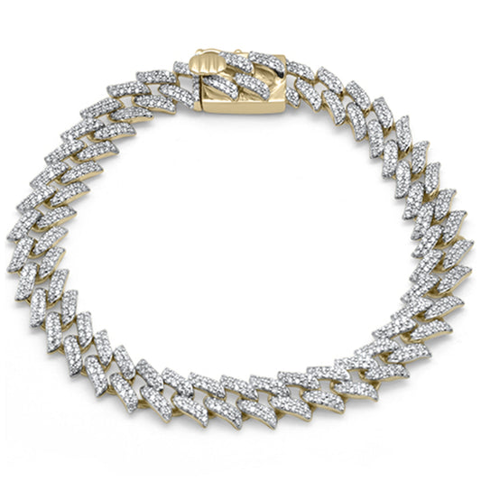 Muse Jewelry 10MM 4.67ct G SI 14K Yellow Gold Diamond Cuban Link Micro Pave Bracelet 8.5"