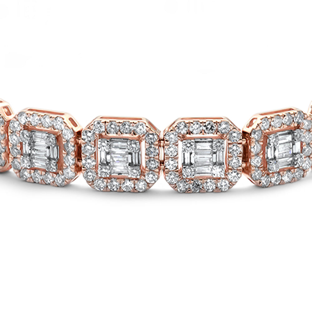 Muse Jewelry 12mm 15.50ct G SI 14K Rose Gold Round & Baguette Diamond Bracelet 8.5"
