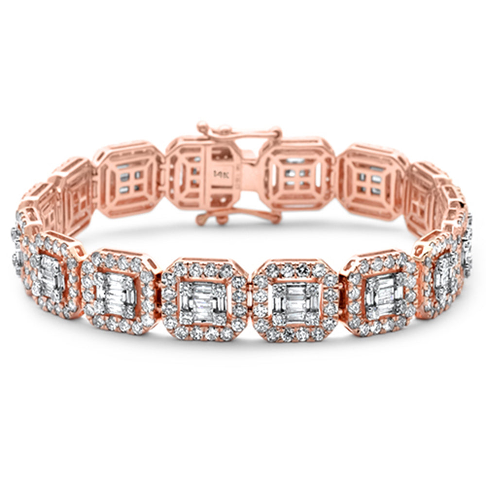 Muse Jewelry 12mm 15.50ct G SI 14K Rose Gold Round & Baguette Diamond Bracelet 8.5"