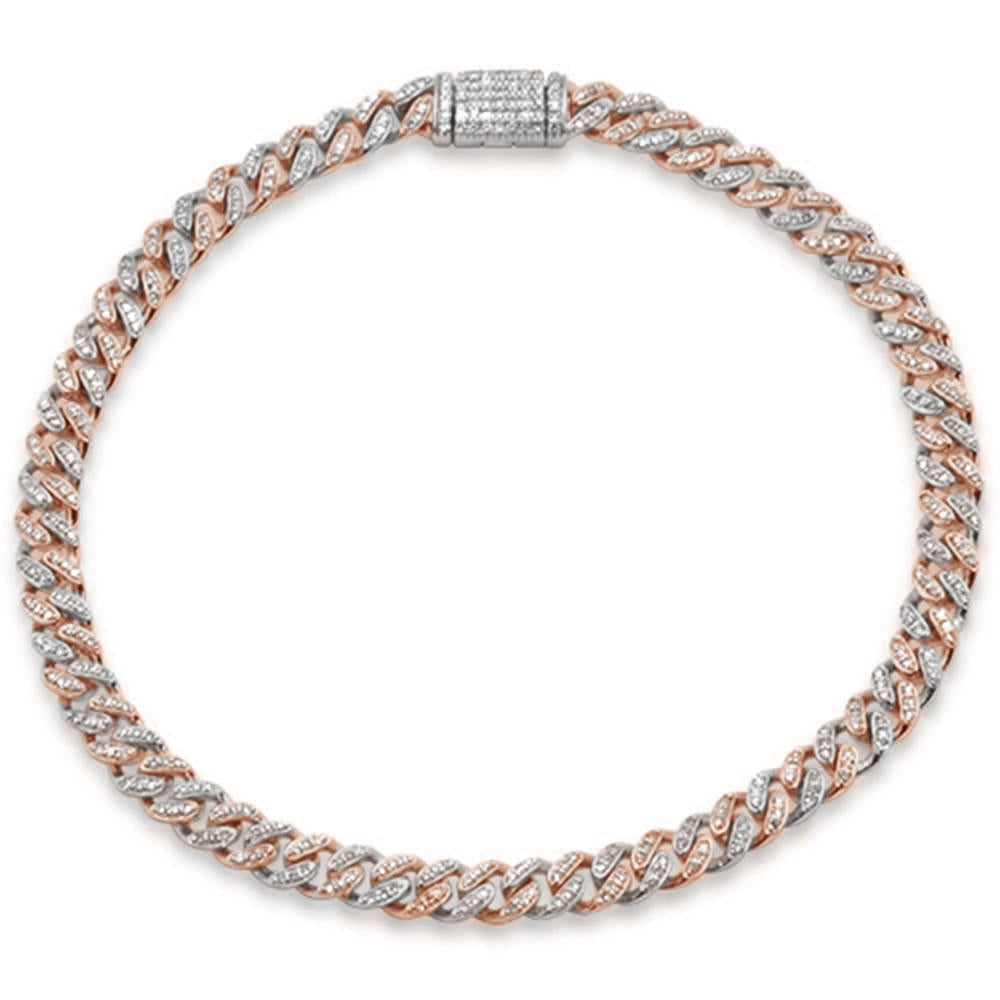 Muse Jewelry 6MM .95ct G SI 14K Two Tone Gold Round Diamond Cuban Bracelet 8" Long