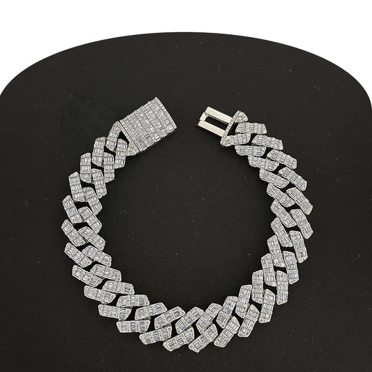 Muse Jewelry 15MM 8.85ct G SI 14K White Gold Diamond Baguette & Round Bracelet 8.5"