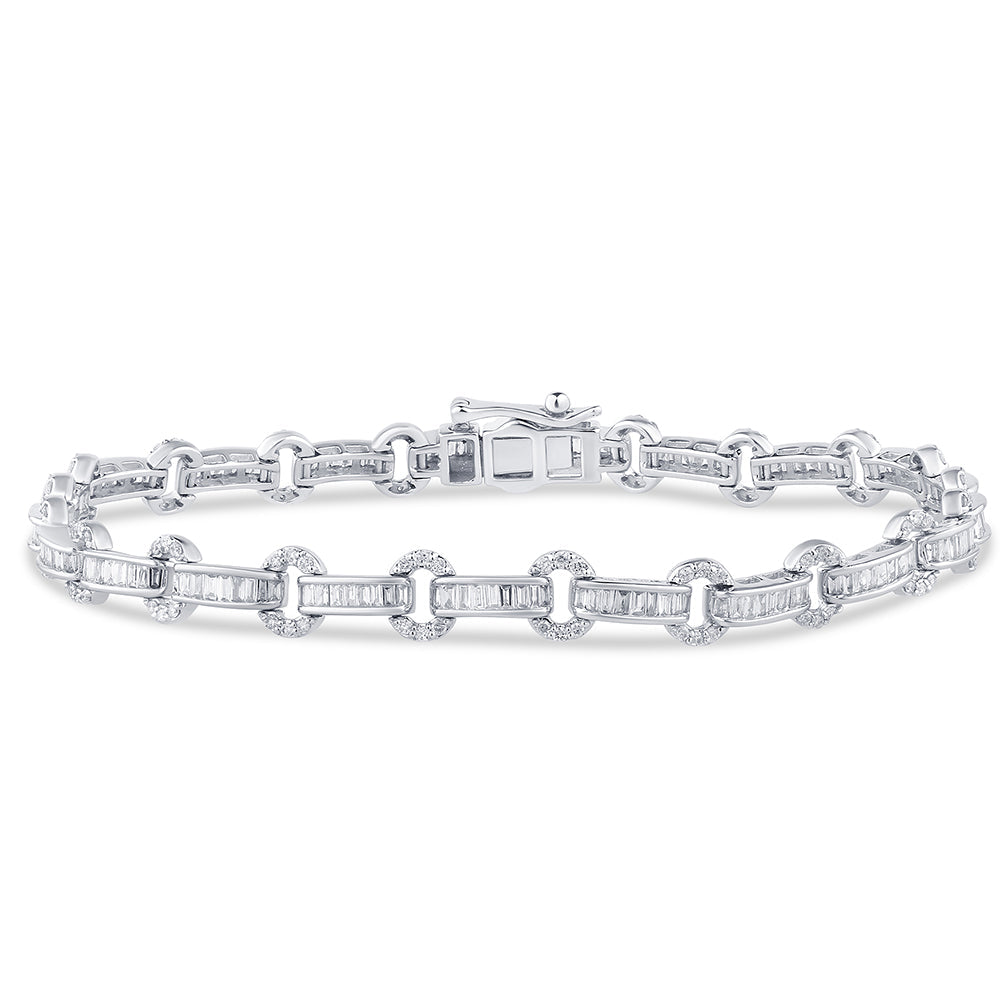 Muse Jewelry 1.79ct G SI 14K White Gold Diamond Round & Baguette Tennis Bracelet