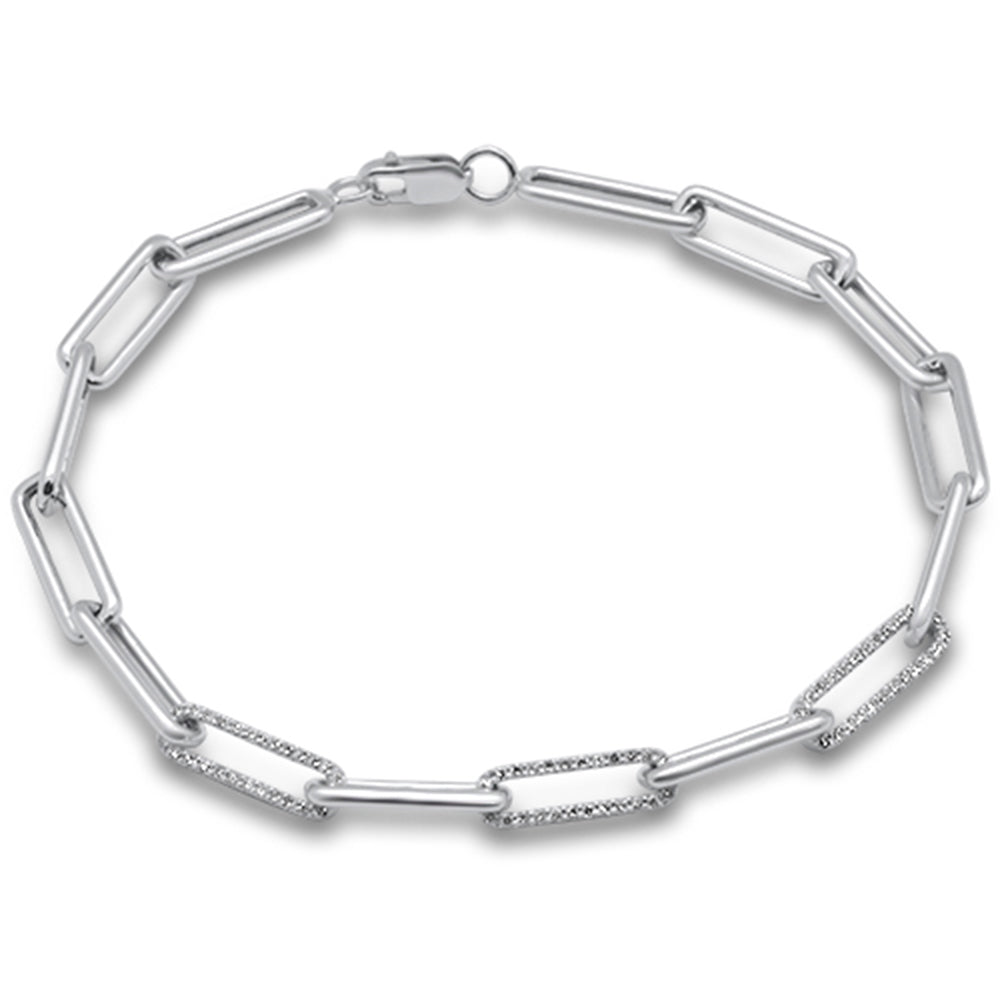 Muse Jewelry .64ct G SI 14K White Gold Diamond Paperclip Bracelet 7.25" Long