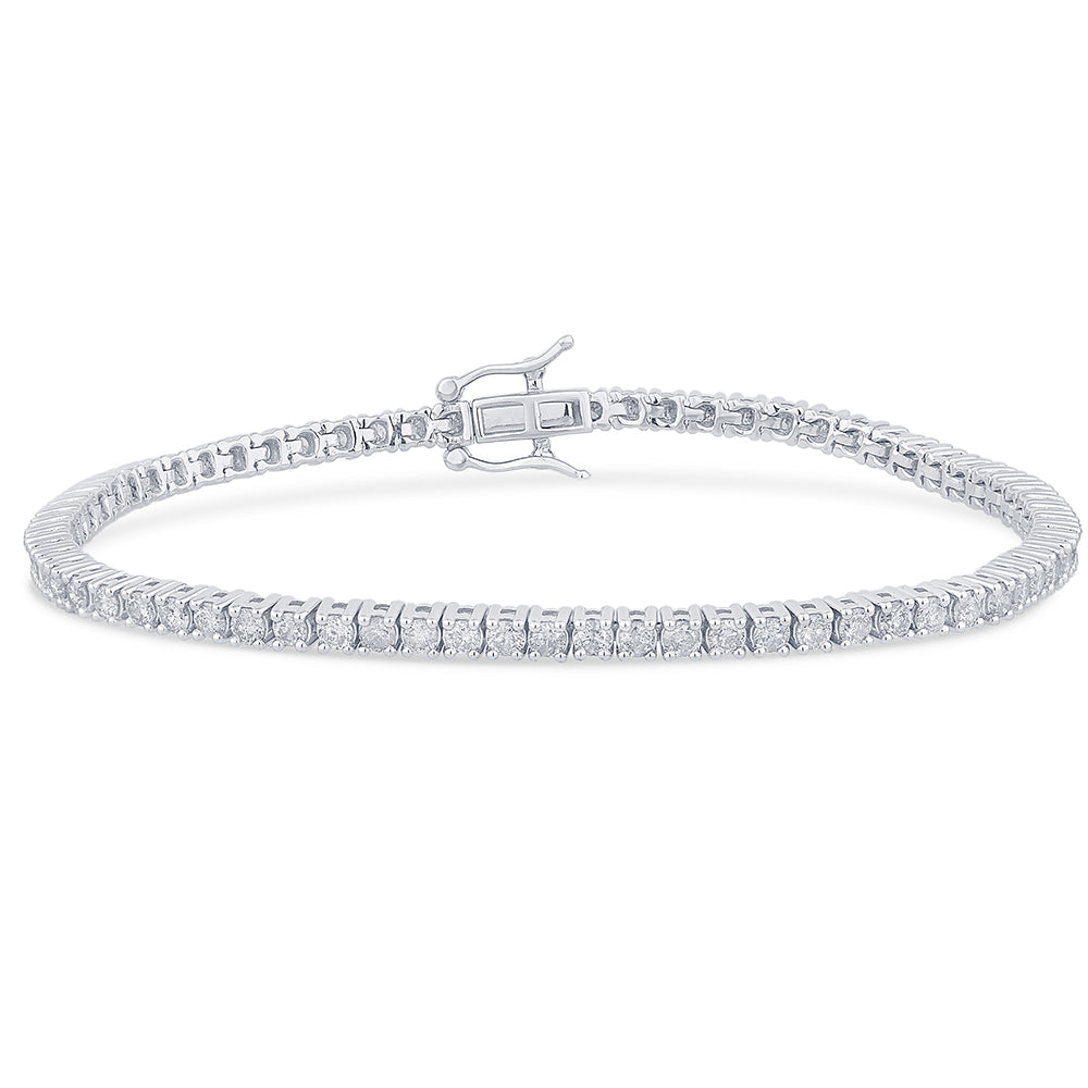 Muse Jewelry 3.04ct G SI 14K White Gold Round Diamond Tennis Bracelet 7" Long