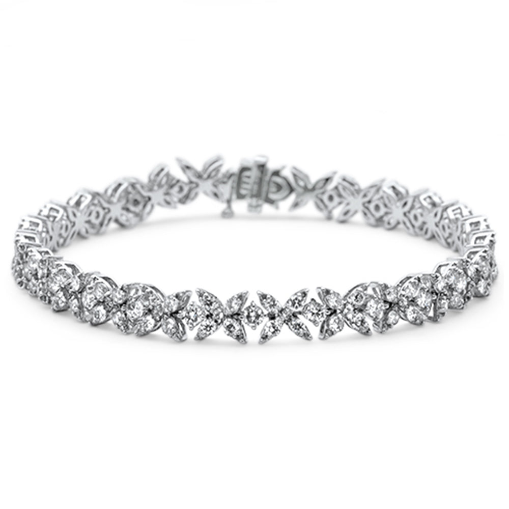 Muse Jewelry 5.12ct G SI 14K White Gold Diamond Flower Style Bracelet 7" Long