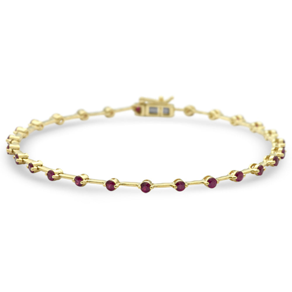 Muse Jewelry 1.48ct G SI 14K Yellow Gold Ruby Gemstones Bracelet 7" Long