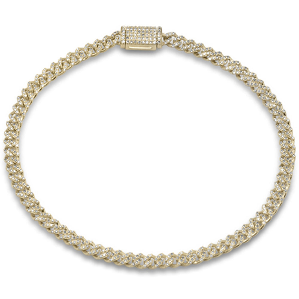 Muse Jewelry 3MM .77ct G SI 14K Yellow Gold Diamond Cuban Bracelet 7" Long