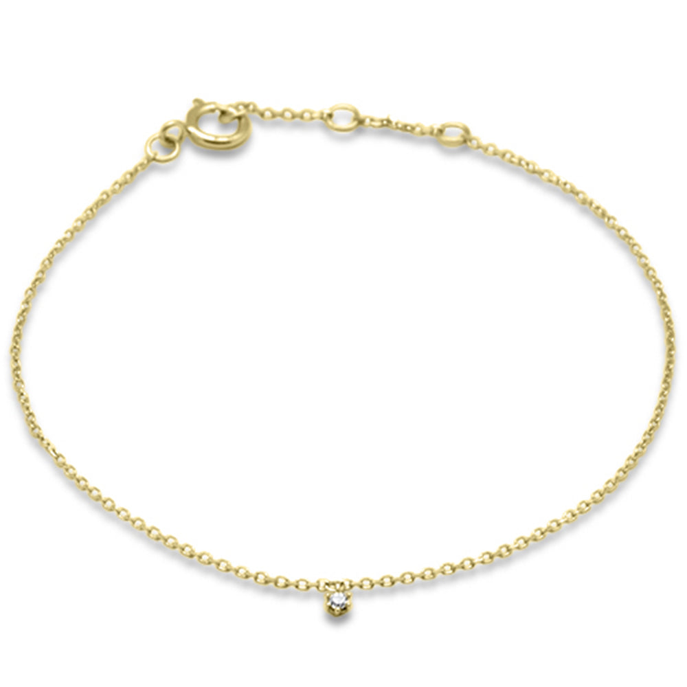 Muse Jewelry .02ct G SI 14K Yellow Gold Diamond Cable Chain Bracelet 6+1" Long