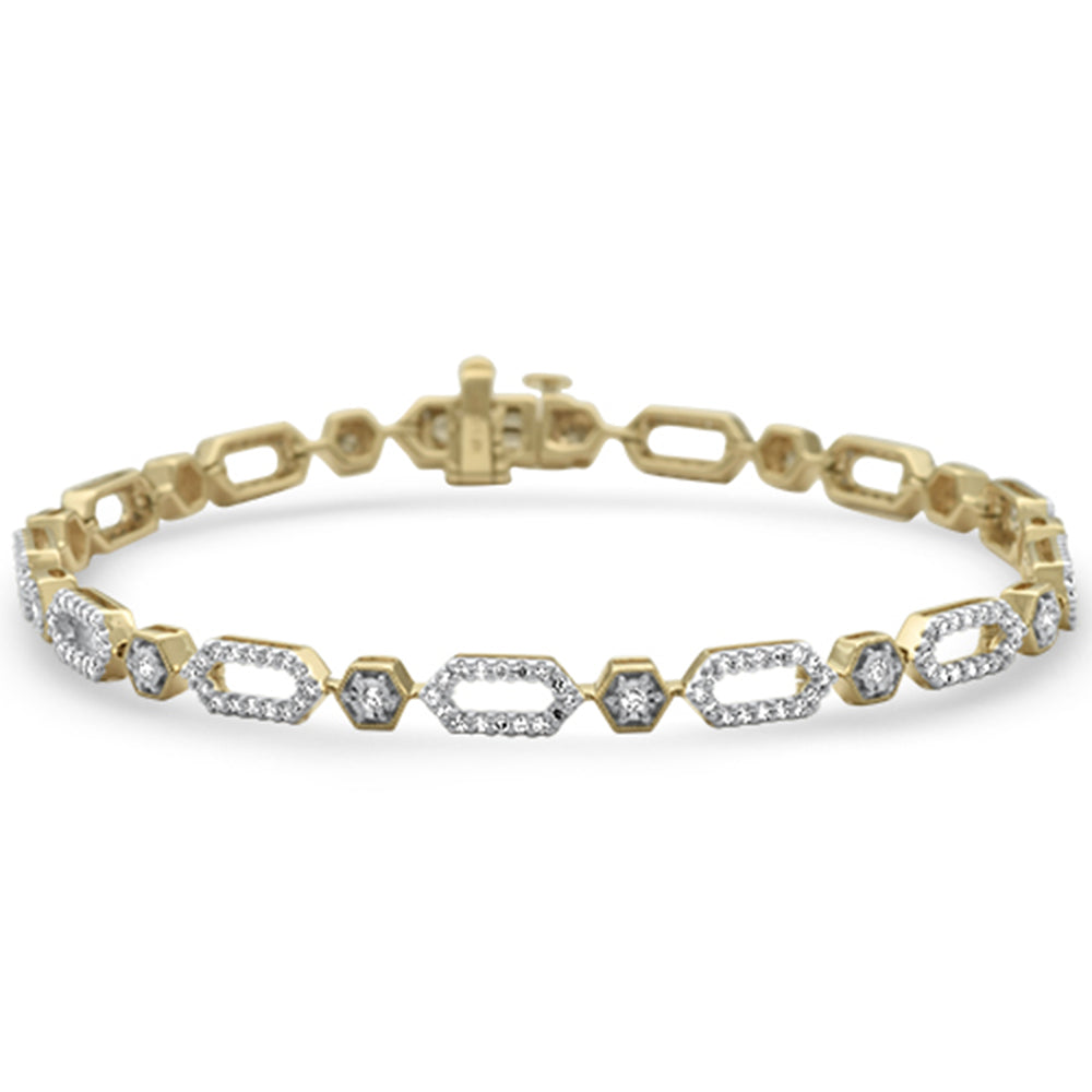 Muse Jewelry .99ct G SI 14K Yellow Gold Diamond Paper Clip Style Bracelet 7" Long
