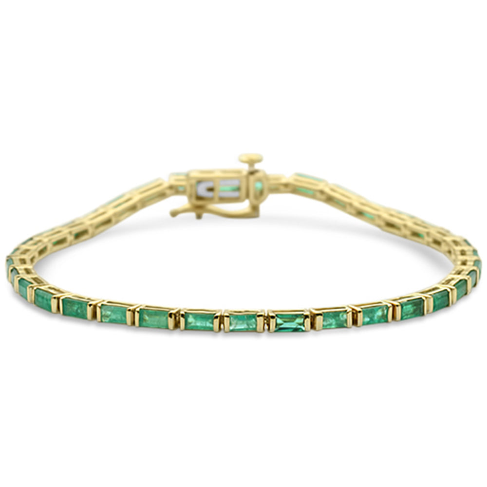 Muse Jewelry 3.80ct G SI 14K Yellow Gold Emerald Gemstone Tennis Bracelet 7" Long