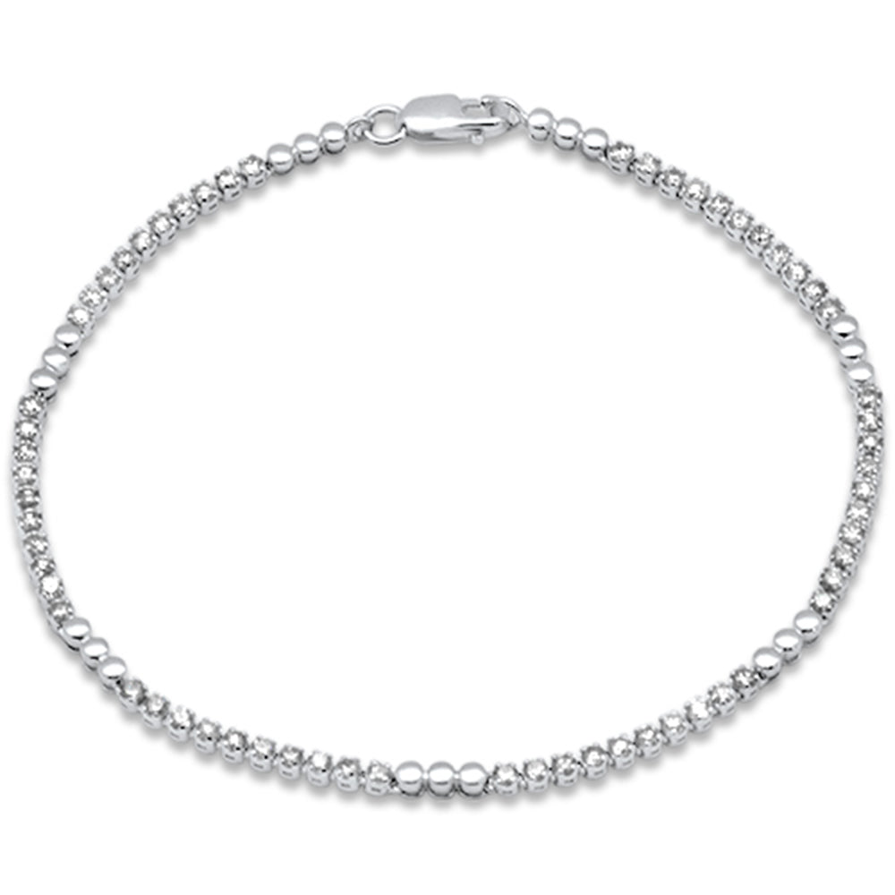 Muse Jewelry 1.50ct G SI 14K White Gold Round Diamond Beaded Tennis Bracelet 7" Long
