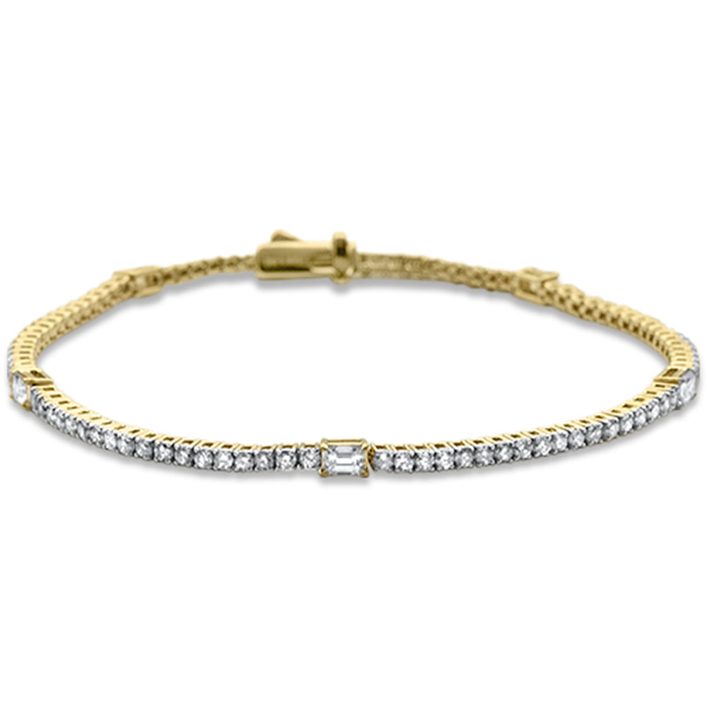 Muse Jewelry 2.49ct G SI 14K Yellow Gold Emerald Cut Diamond Tennis Bracelet 7" Long