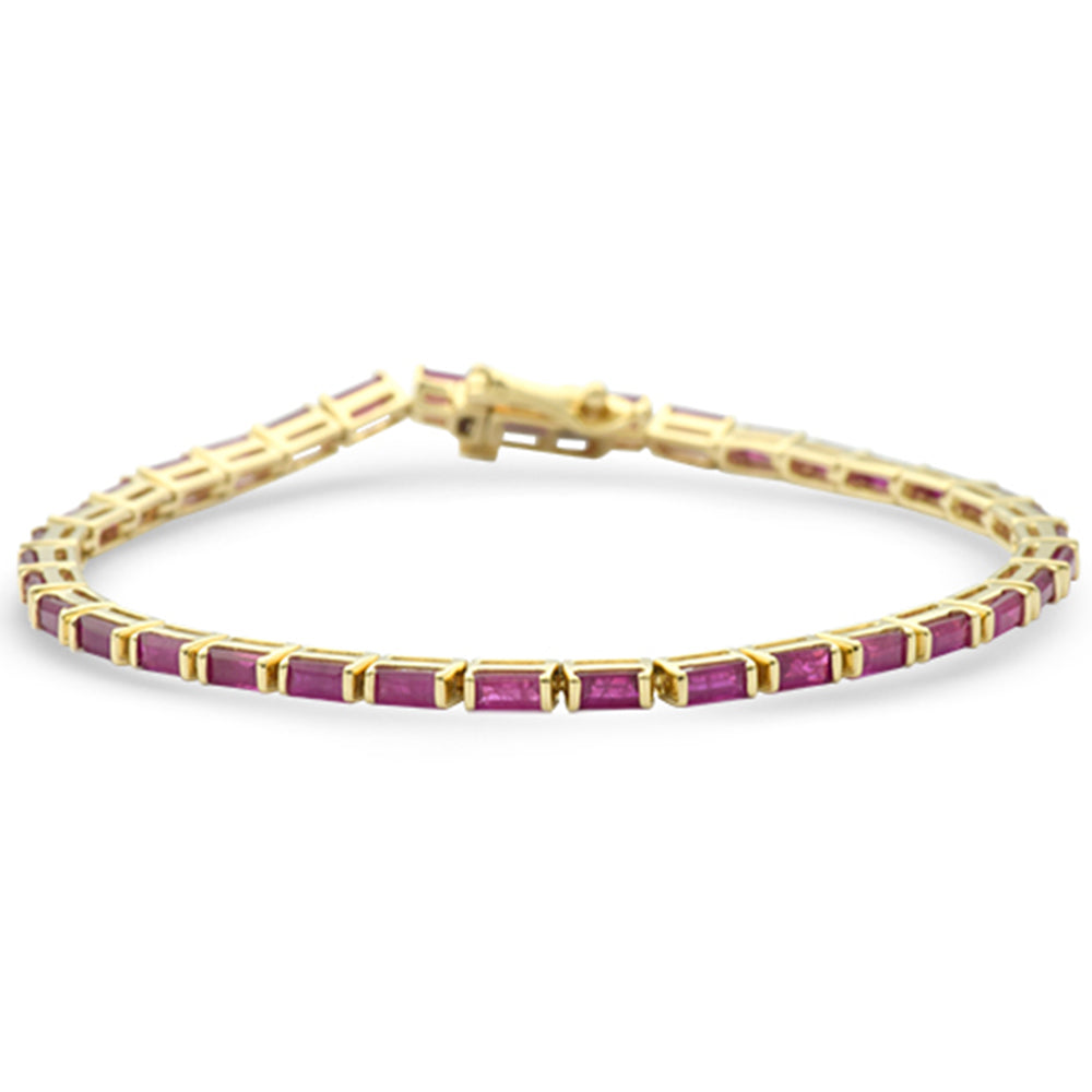 Muse Jewelry 6.09ct G SI 14K Yellow Gold Ruby Gemstones Bracelet 7" Long