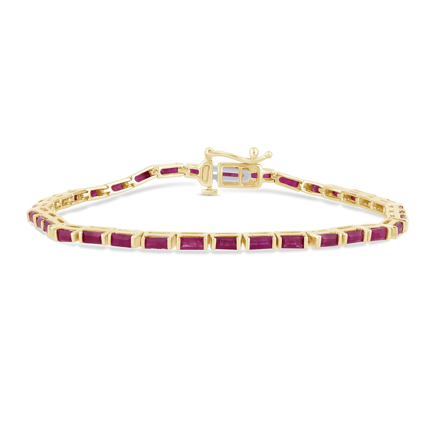 Muse Jewelry 6.09ct G SI 14K Yellow Gold Ruby Gemstones Bracelet 7" Long