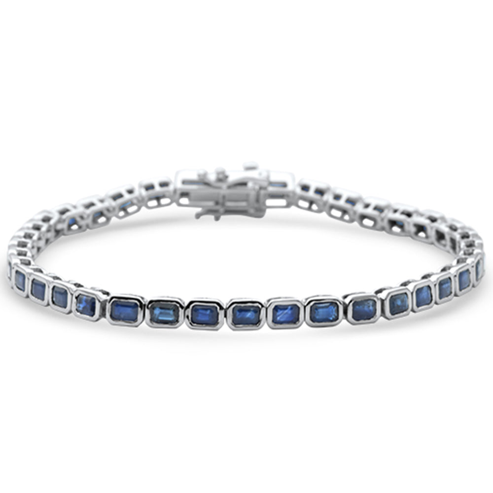 Muse Jewelry 6.84ct G SI 14K White Gold Blue Sapphire Gemstones Bracelet 7" Long