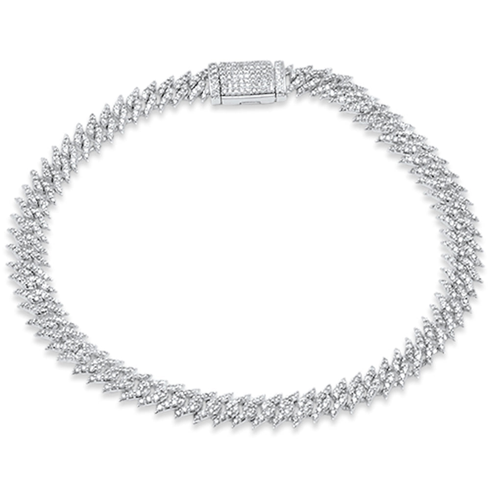 Muse Jewelry 2.37ct G SI 14K White Gold Round Diamond 7MM Spike Cuban Bracelet 8" Long