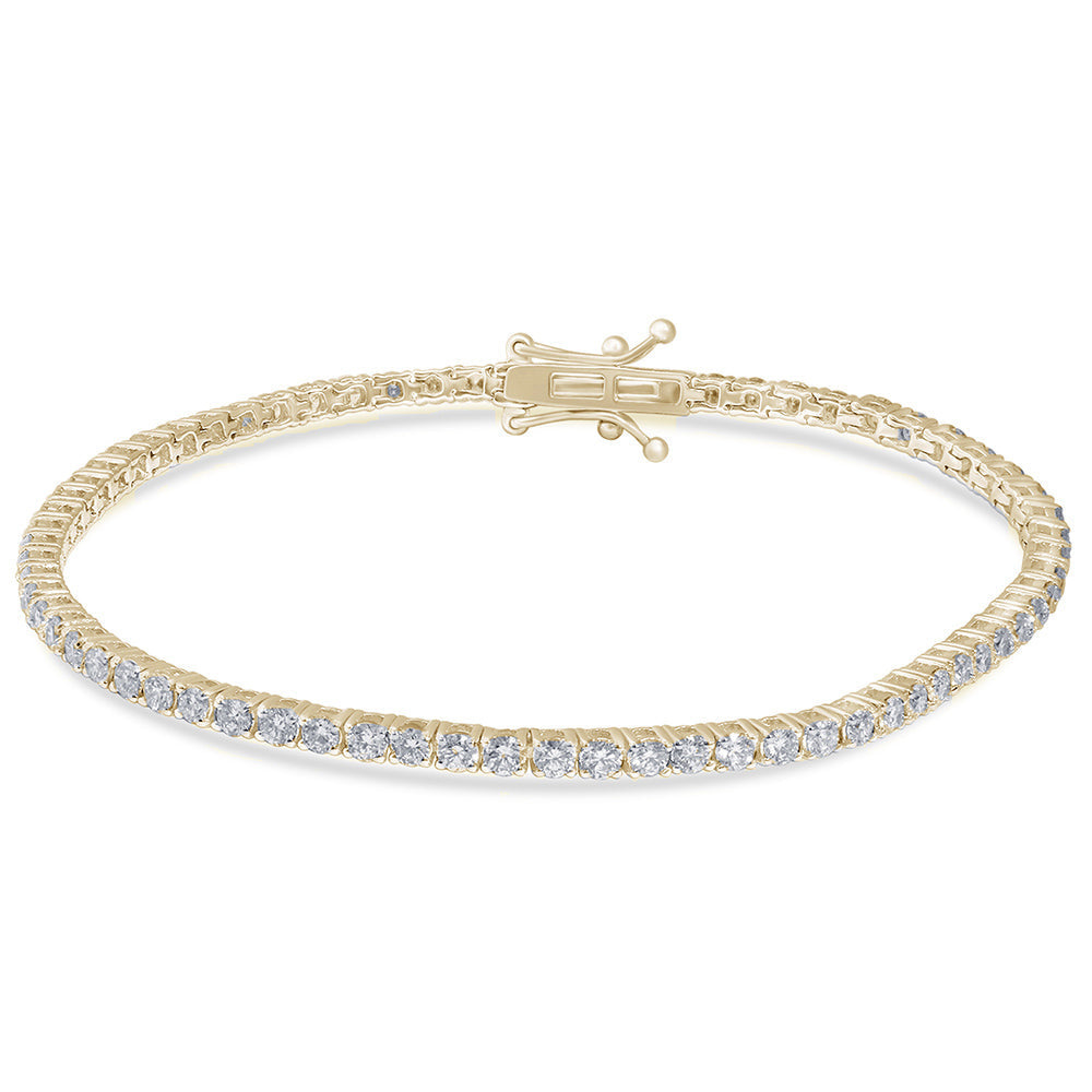Muse Jewelry 3.02ct 14K Yellow Gold Diamond Tennis Bracelet 7" Long