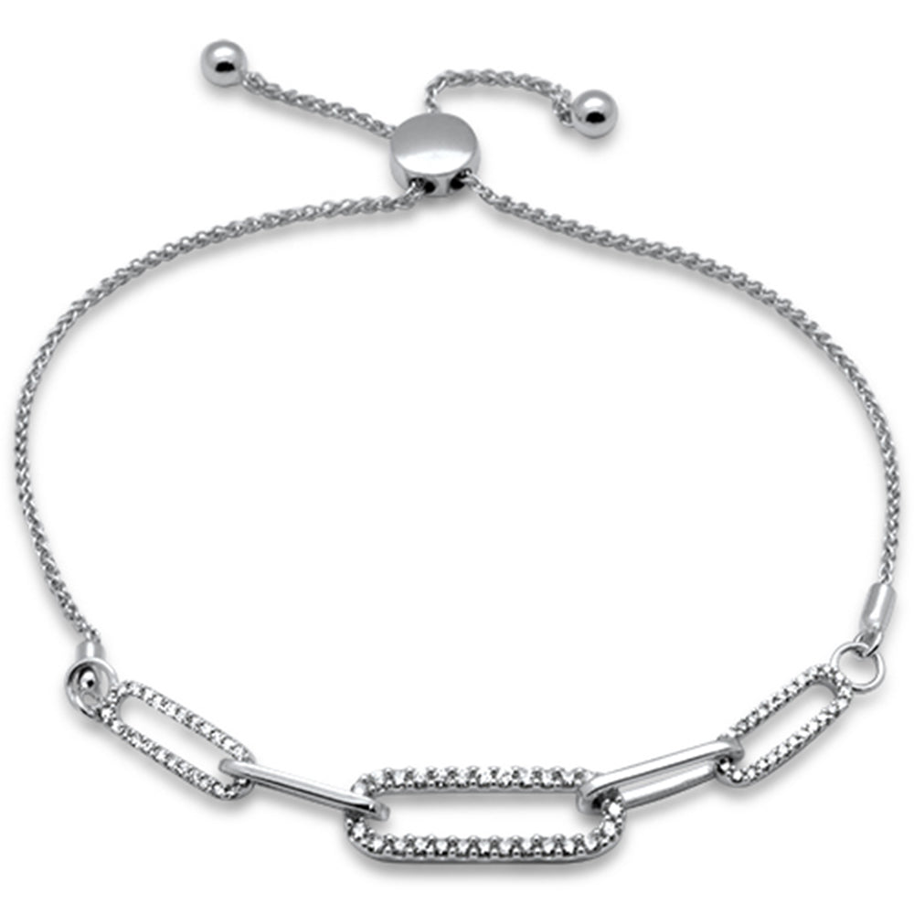 Muse Jewelry .50ct G SI 14K White Gold Diamond Paperclip Style Adjustable Bola Bracelet 7.25" Long Adjustable