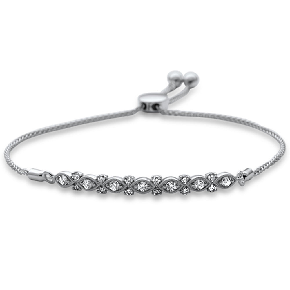Muse Jewelry .48ct G SI 14K White Gold Diamond Adjustable Bola Bracelet 7" Long Adjustable