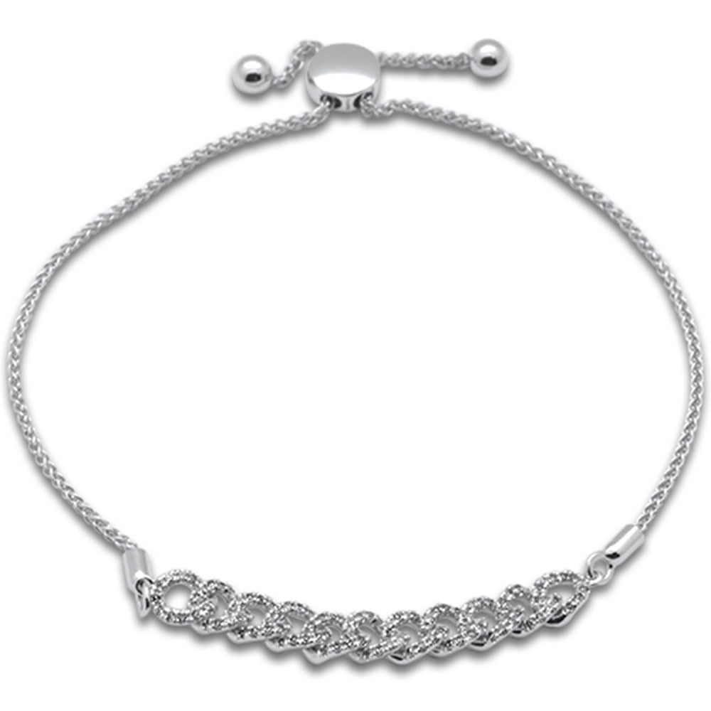 Muse Jewelry .48ct G SI 14K White Gold Diamond Cuban Style Adjustable Bola Bracelet 7.25" Long Adjustable