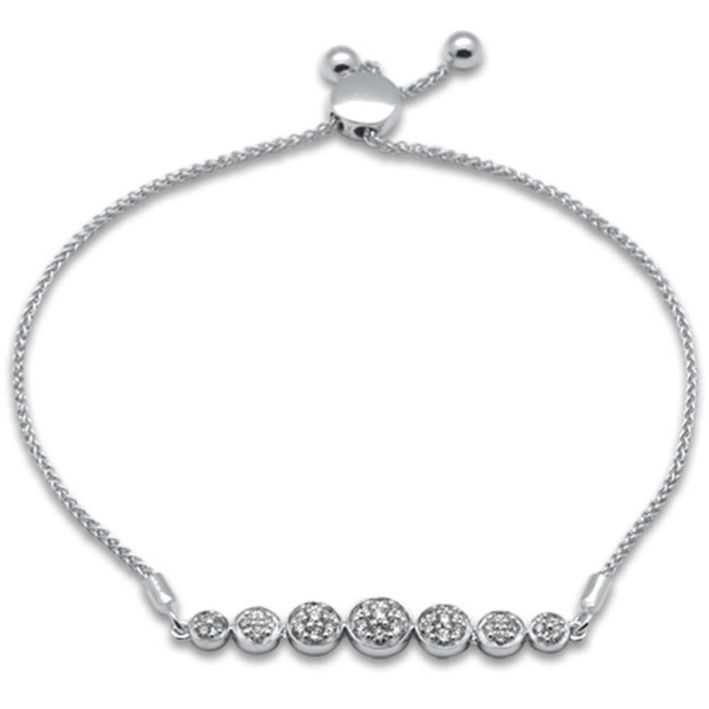 Muse Jewelry .47ct G SI 14K White Gold Diamond Round Shape Adjustable Bola Bracelet 7" Long Adjustable