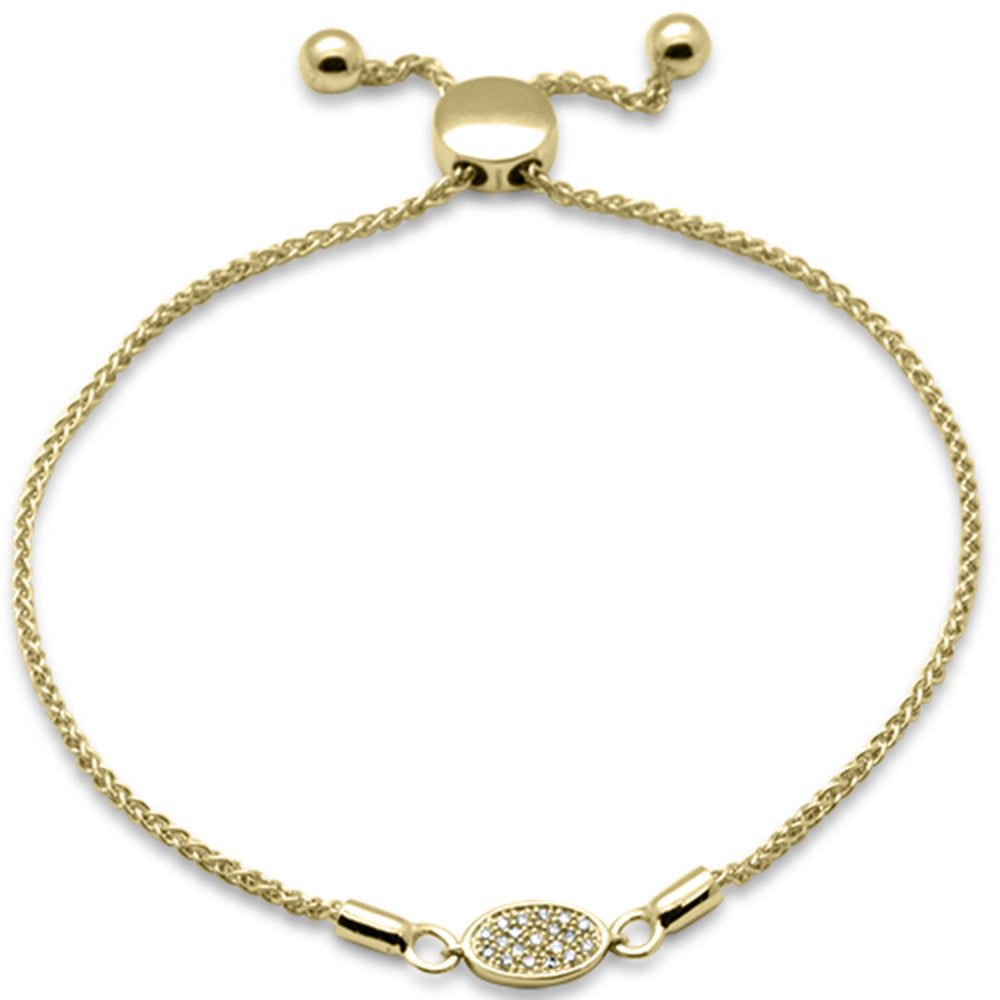 Muse Jewelry .06ct G SI 14K Yellow Gold Diamond Adjustable Bola Bracelet 7" Long Adjustable