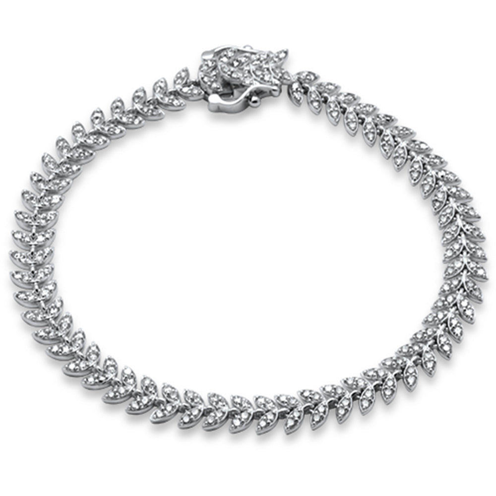 Muse Jewelry 1.97ct G SI 14K White Gold Diamond Olive Branch Bracelet 7" Long