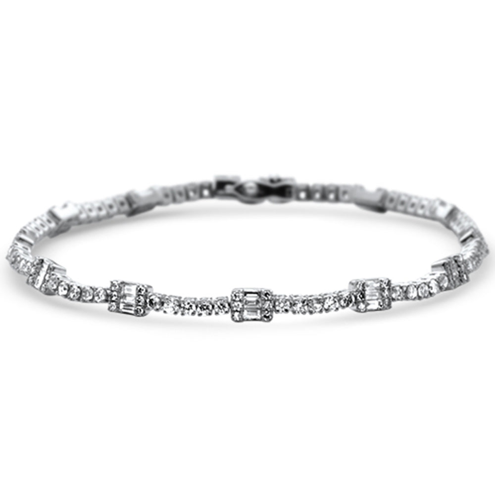Muse Jewelry 2.50ct G SI 14K White Gold Diamond Round & Baguette Tennis Bracelet 7" Long
