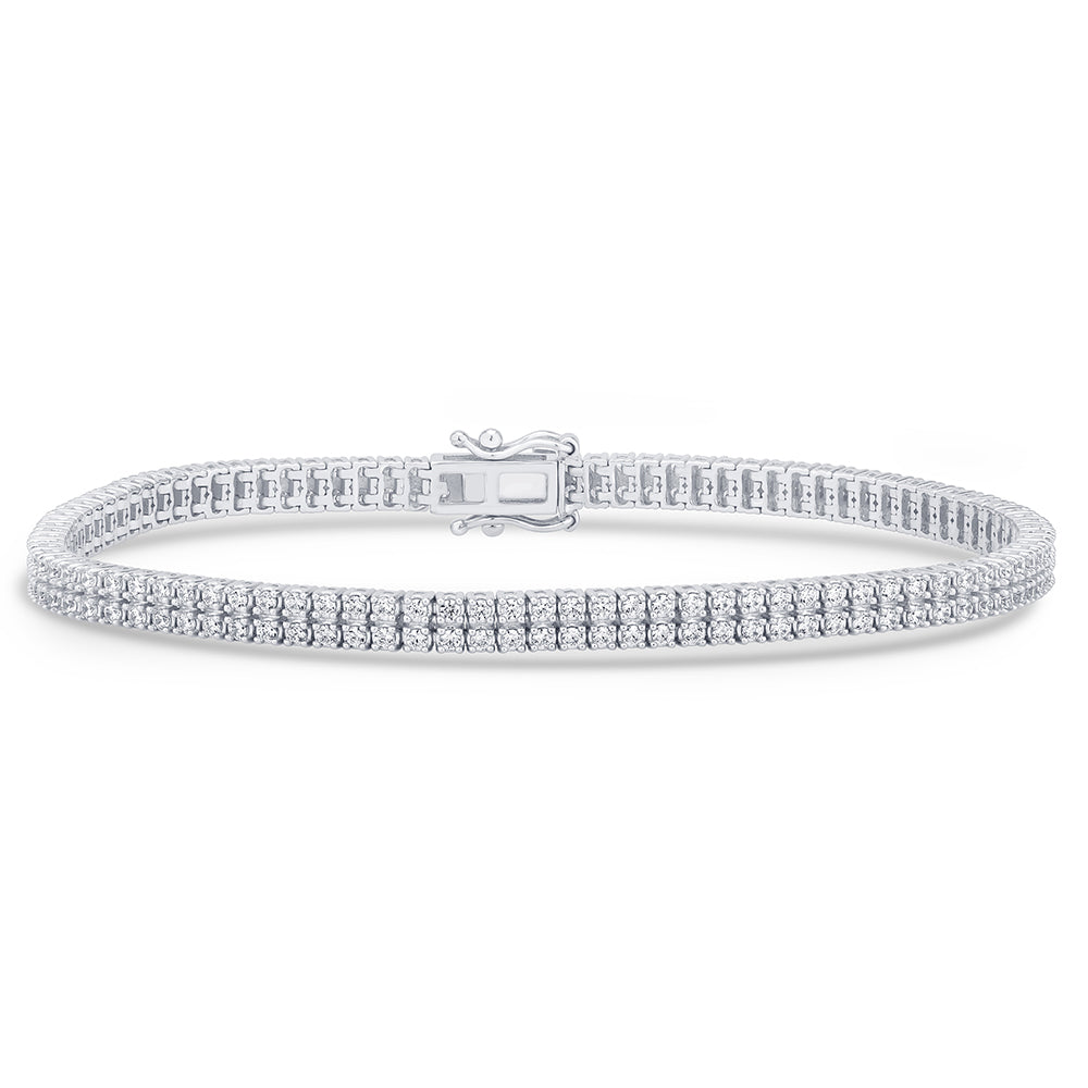 Muse Jewelry 2.07ct G SI 14K White Gold Diamond Double Tennis Bracelet 7" Long