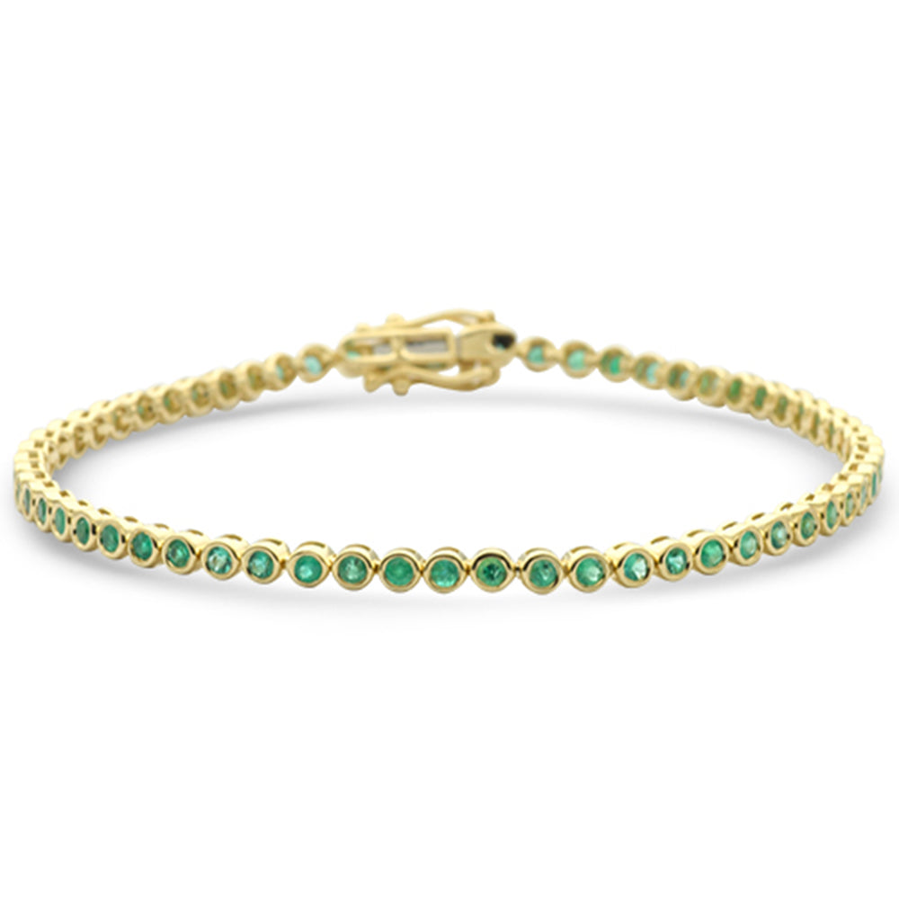 Muse Jewelry 1.40ct G SI 14K Yellow Gold Emerald Gemstones Bracelet 7" Long
