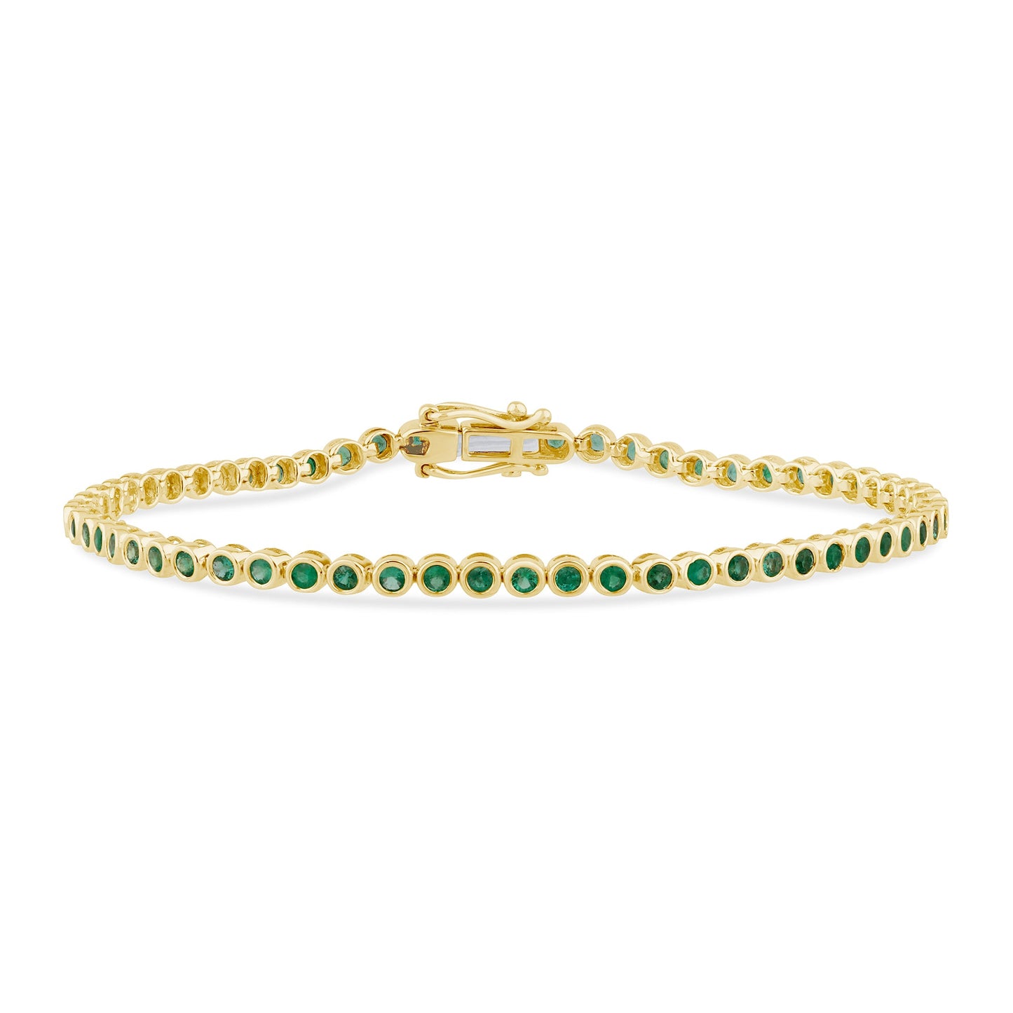 Muse Jewelry 1.40ct G SI 14K Yellow Gold Emerald Gemstones Bracelet 7" Long