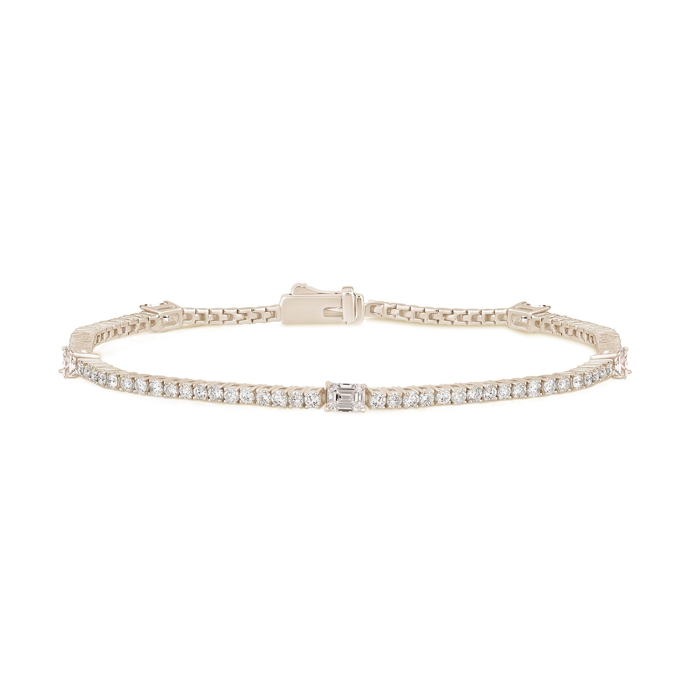 Muse Jewelry 2.38ct G SI 14K Yellow Gold Diamond & Emerald Cut Tennis Bracelet 7" Long