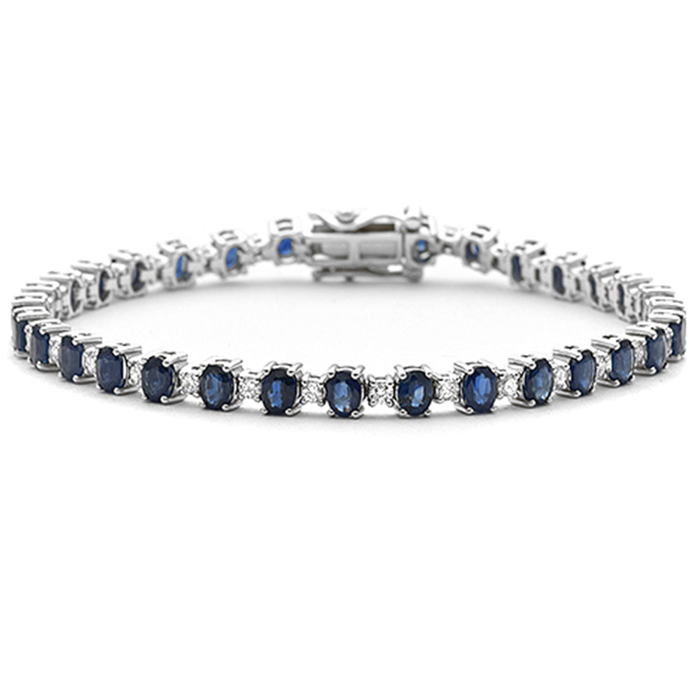 Muse Jewelry 8.42ct G SI 14K White Gold Diamond & Blue Sapphire Gemstones Bracelet 7" Long