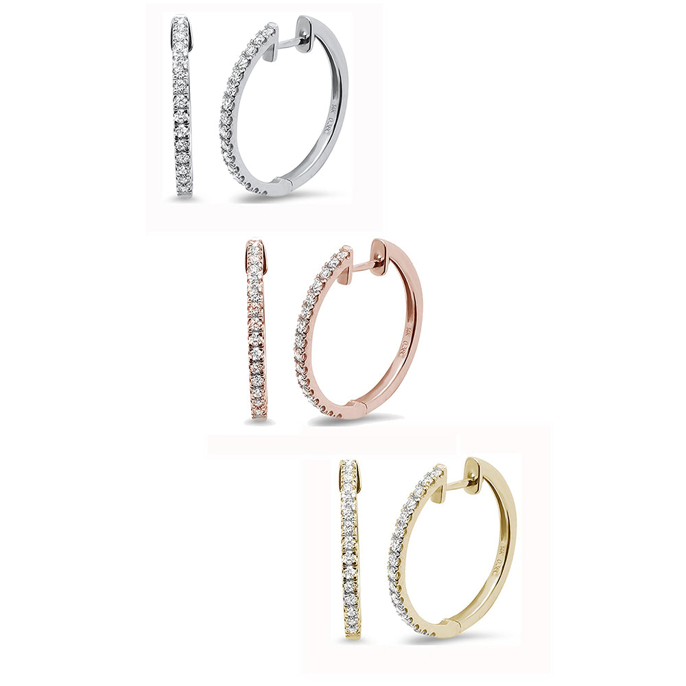 Muse Jewelry .26ct 14k Gold Hoop Huggie Diamond Earrings