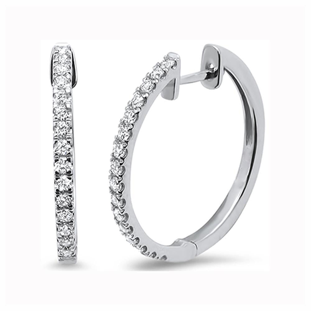 Muse Jewelry .27ct 10k White Gold Diamond Hoop Huggie Earrings